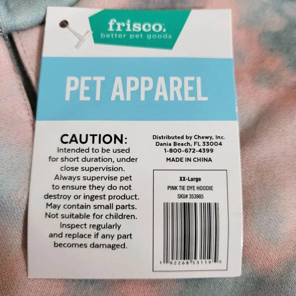 NWT FRISCO Dog Sweatshirt Hoodie Pink Tie Dye Size XX-Large Adventure Gray